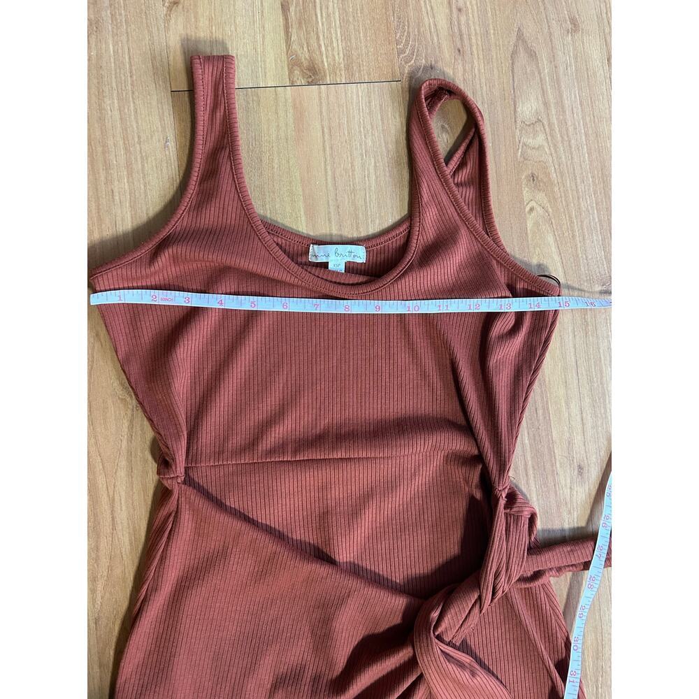 Nine Britton Ribbed Knit Midi Wrap Tank Dress Burnt Orange Summer Earthy PXS - Picture 8 of 10